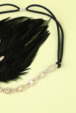 Bandeau à clapet perle plume noire des années 1920