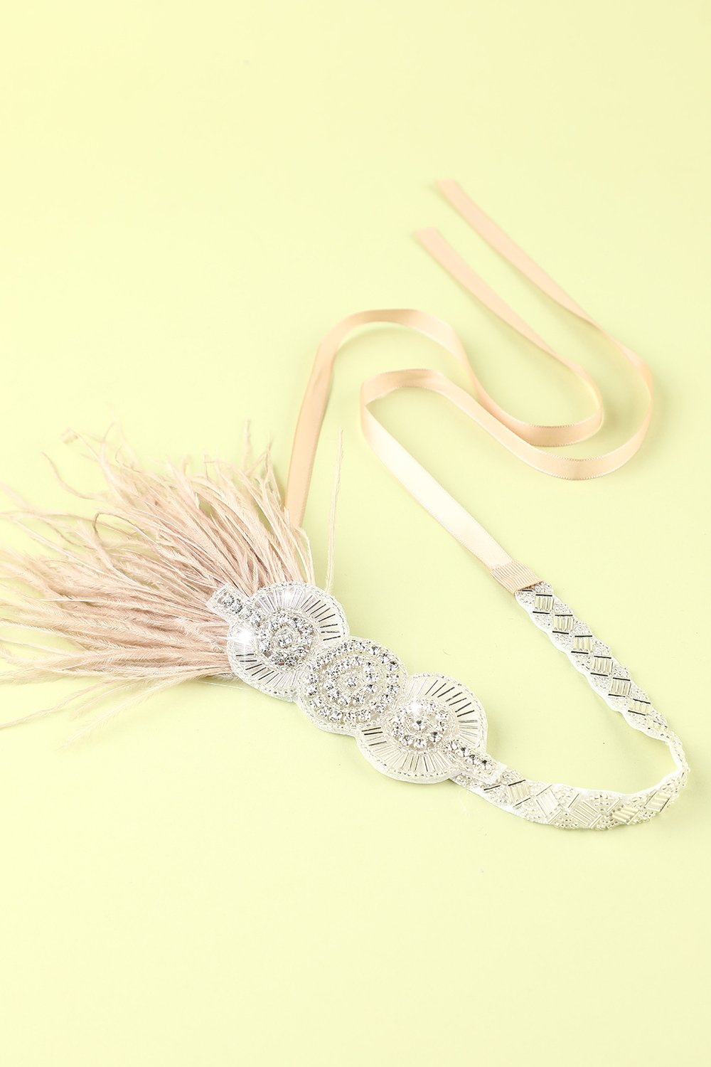 Bandeau de clapet perlé plume des années 1920