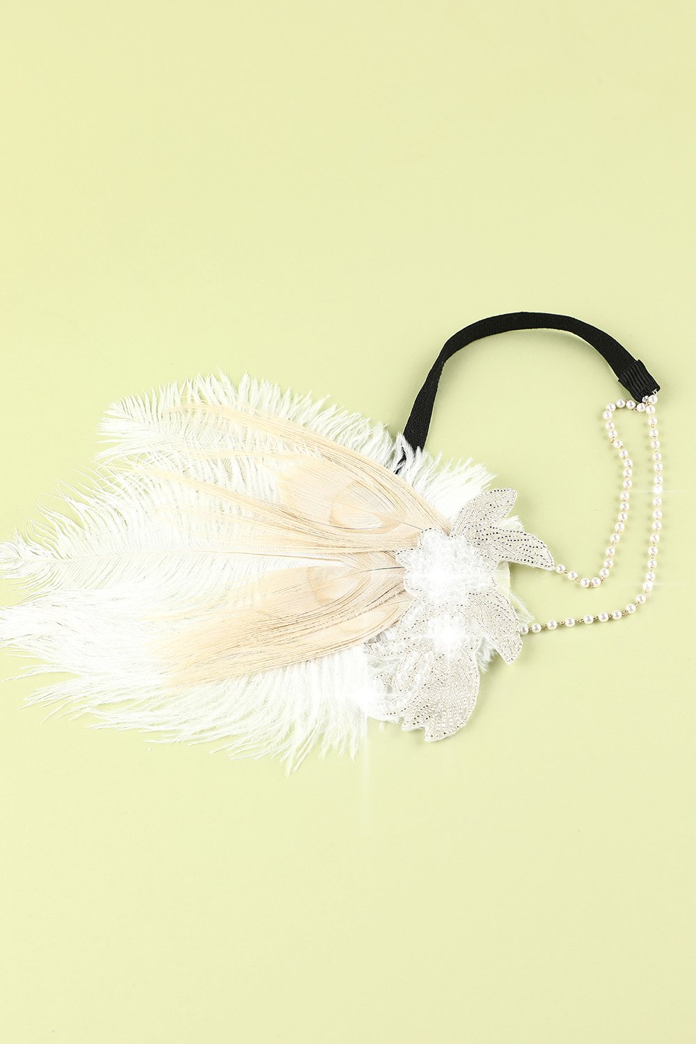 Bandeau avec perles et plumes années 1920