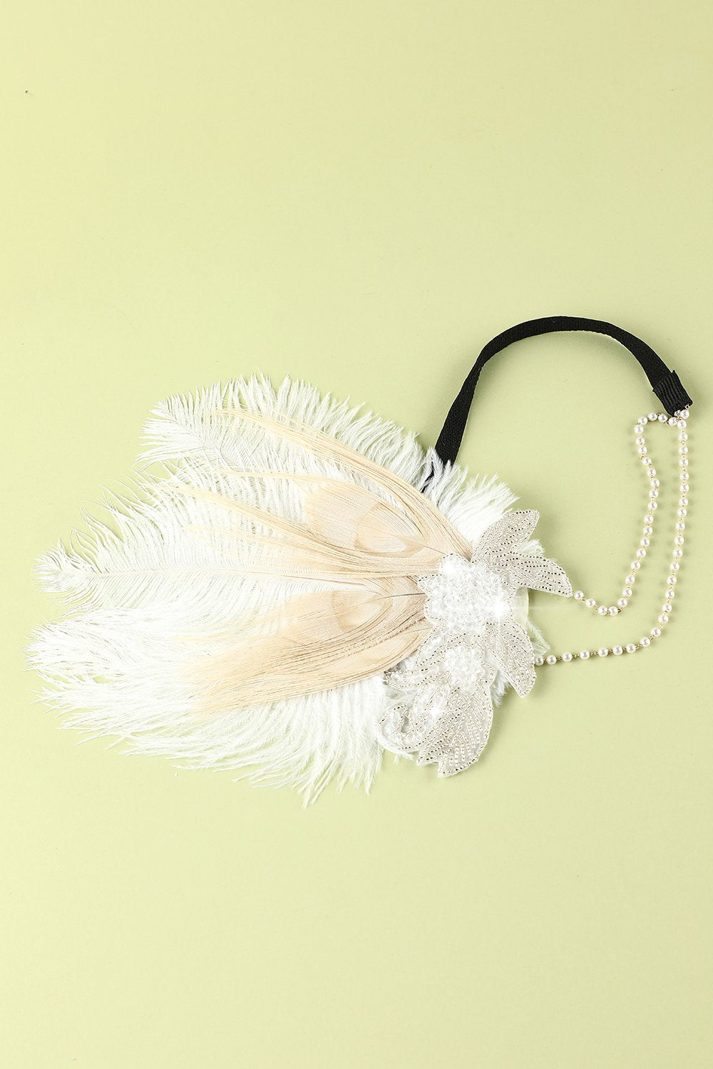 Bandeau avec perles et plumes années 1920