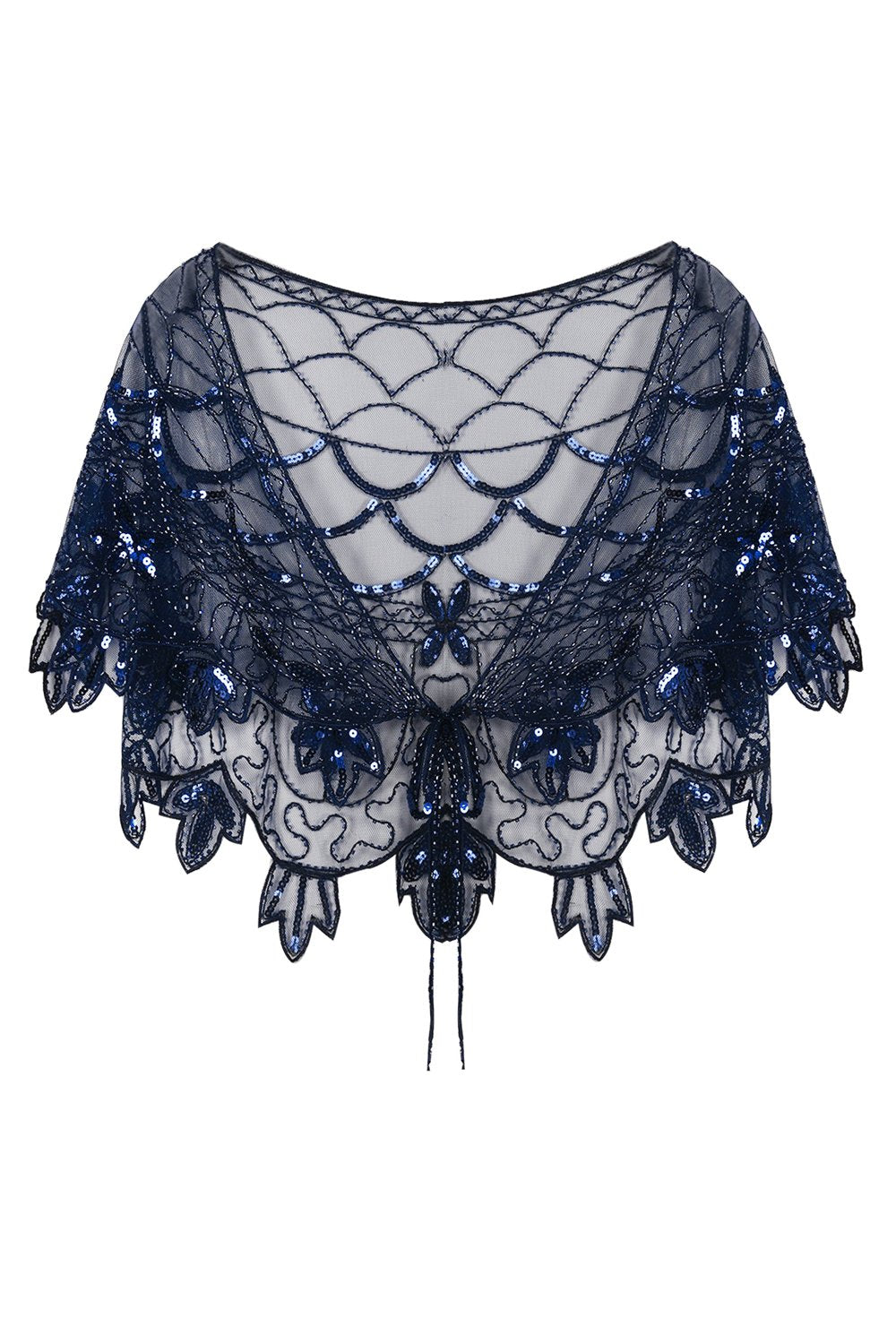 Zapaka Cape Femme Paillettes Fleur Bleu Années 1920