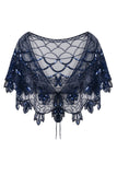 Zapaka Cape Femme Paillettes Fleur Bleu Années 1920