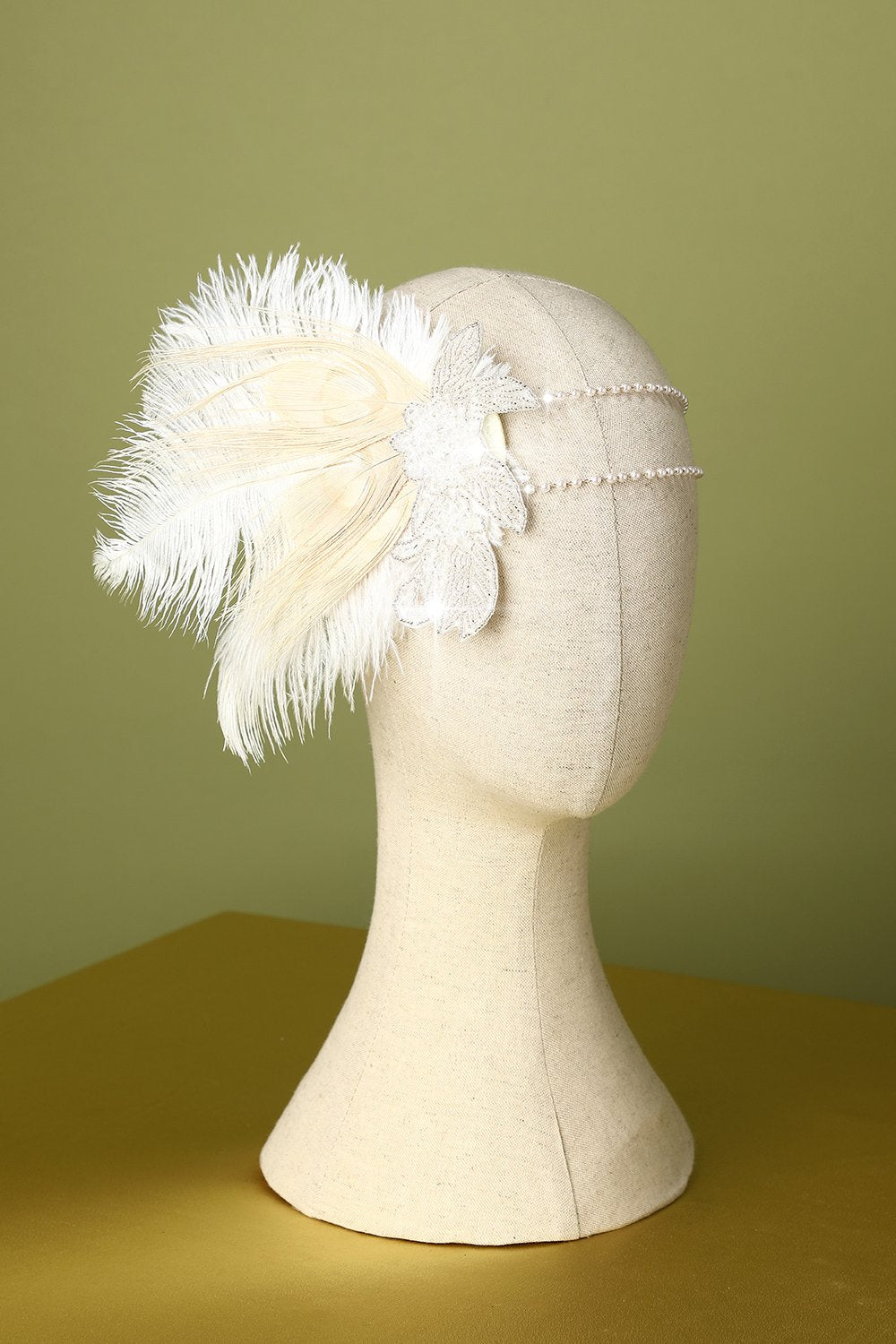 Bandeau avec perles et plumes années 1920