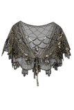 Zapaka Cape Femme Paillettes Fleur Doré Années 1920