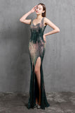 Gold Mermaid Sequin V Neck Prom Robe