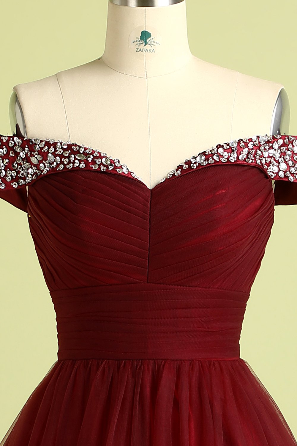 Robe de Bal en Tulle Burgundy Sans Bretelles
