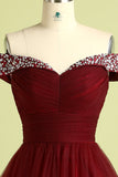 Robe de Bal en Tulle Burgundy Sans Bretelles