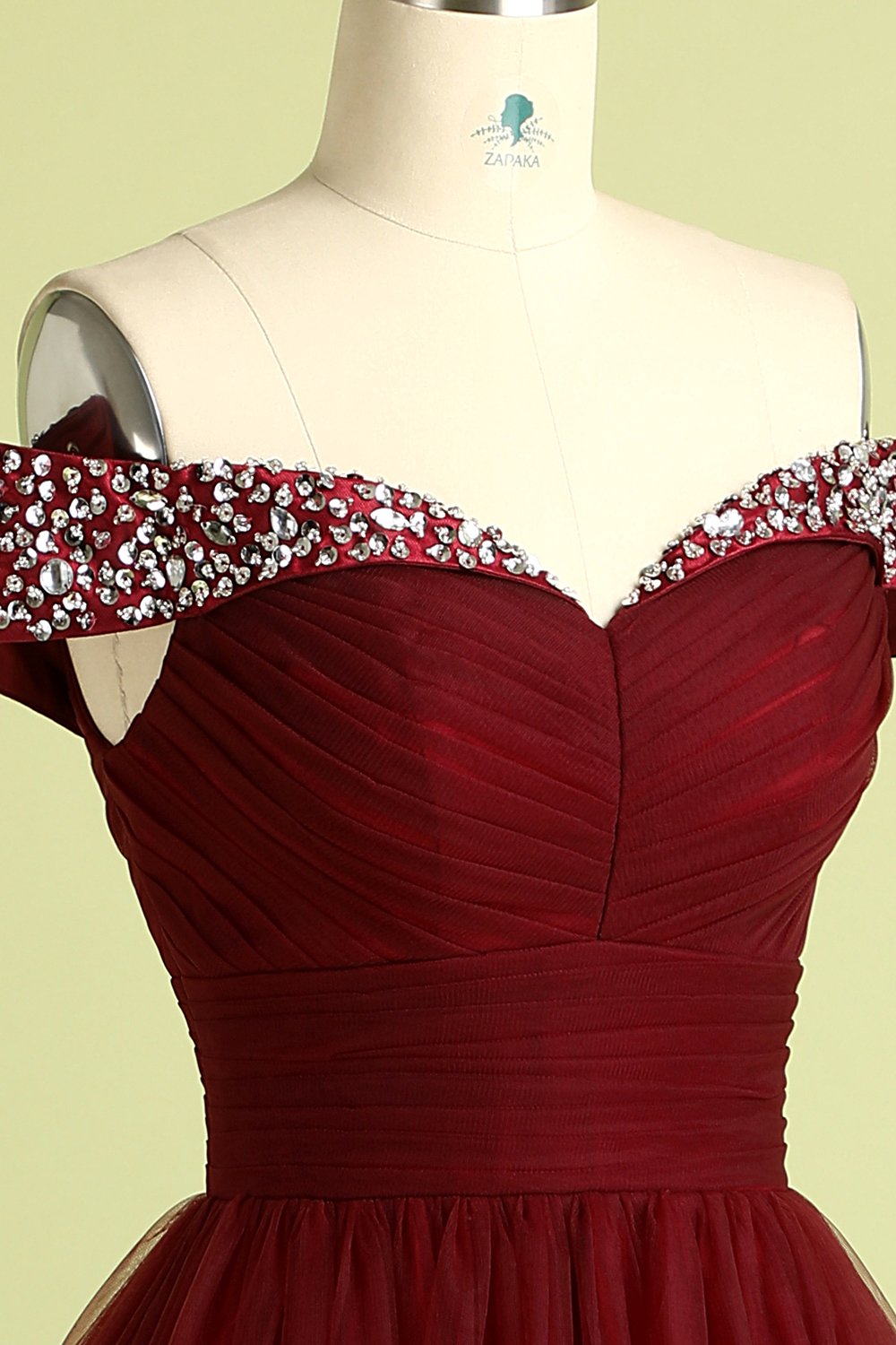 Robe de Bal en Tulle Burgundy Sans Bretelles