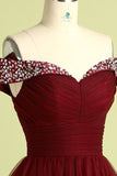 Robe de Bal en Tulle Burgundy Sans Bretelles