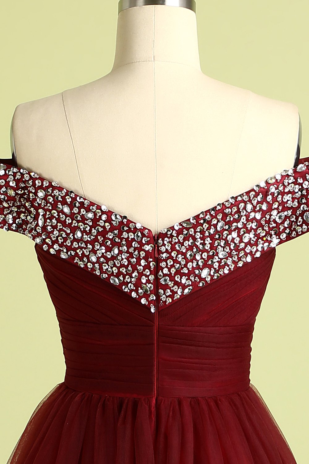 Robe de Bal en Tulle Burgundy Sans Bretelles