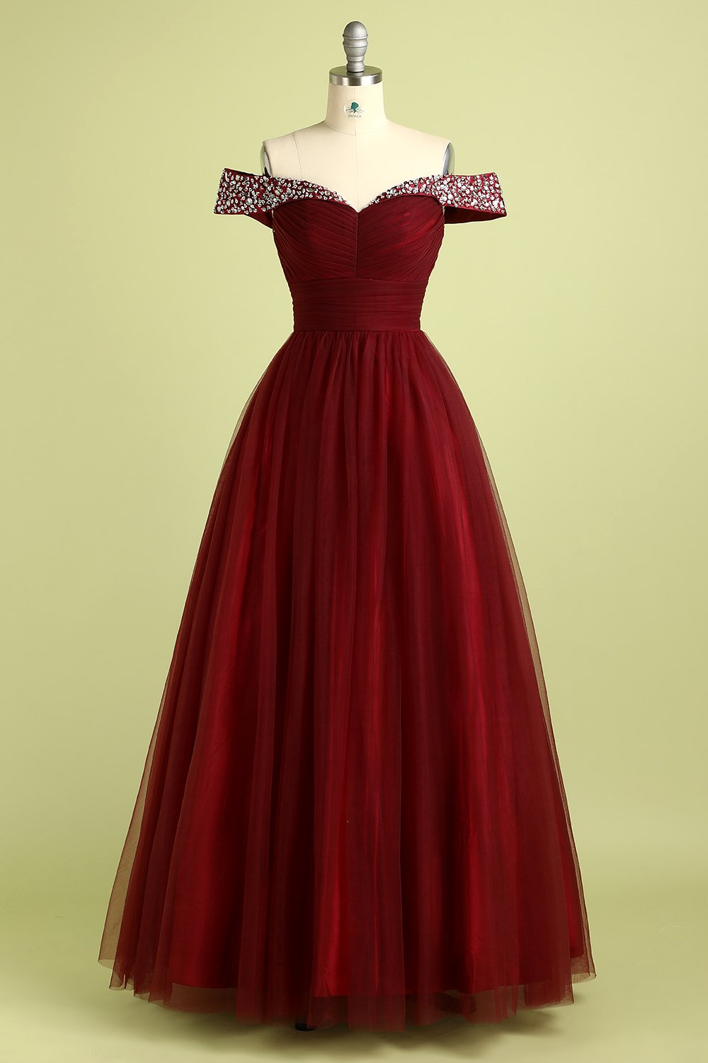 Robe de Bal en Tulle Burgundy Sans Bretelles