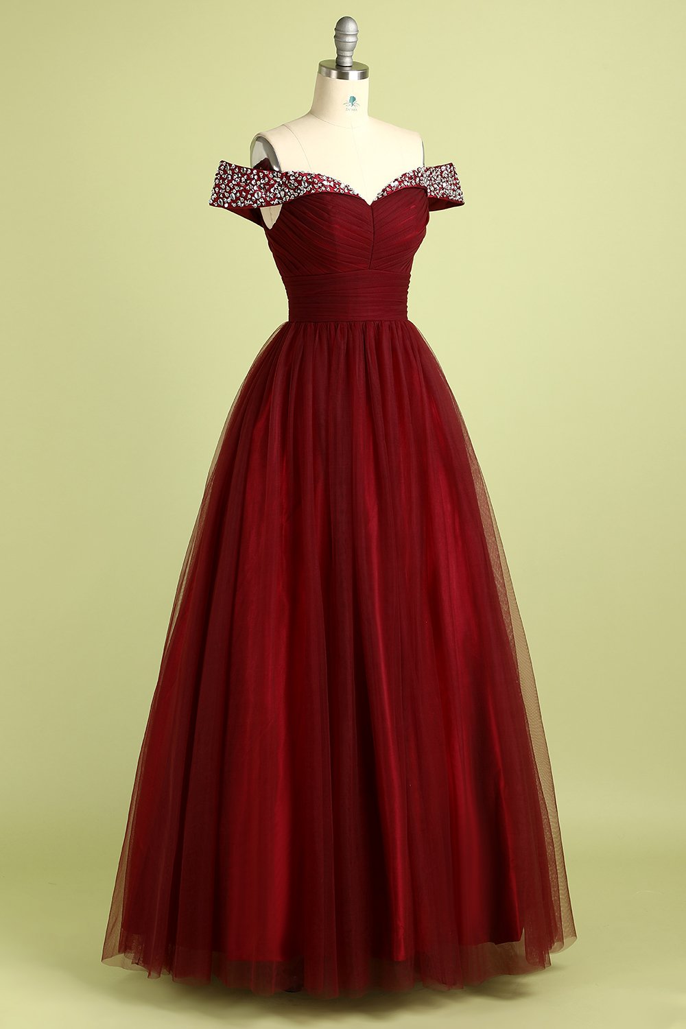 Robe de Bal en Tulle Burgundy Sans Bretelles
