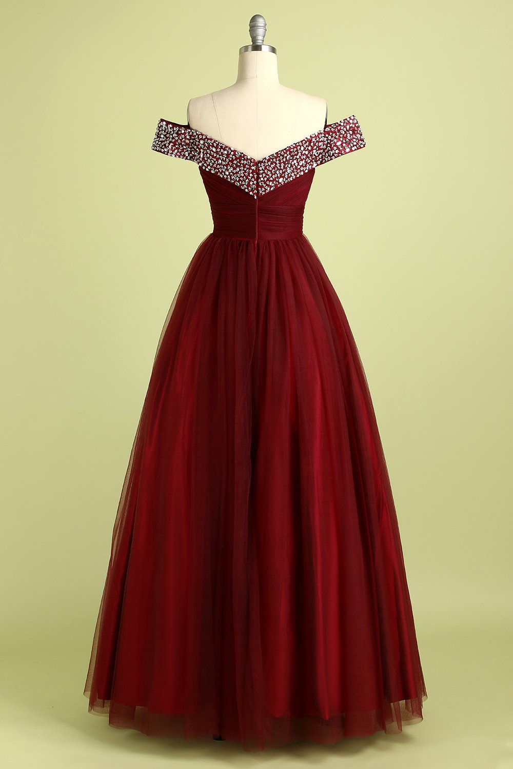 Robe de Bal en Tulle Burgundy Sans Bretelles