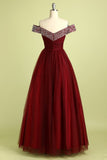 Robe de Bal en Tulle Burgundy Sans Bretelles