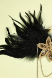 Zapaka Rétro Bandeau Perlé des Années 1920 en Plumes Noir et Or