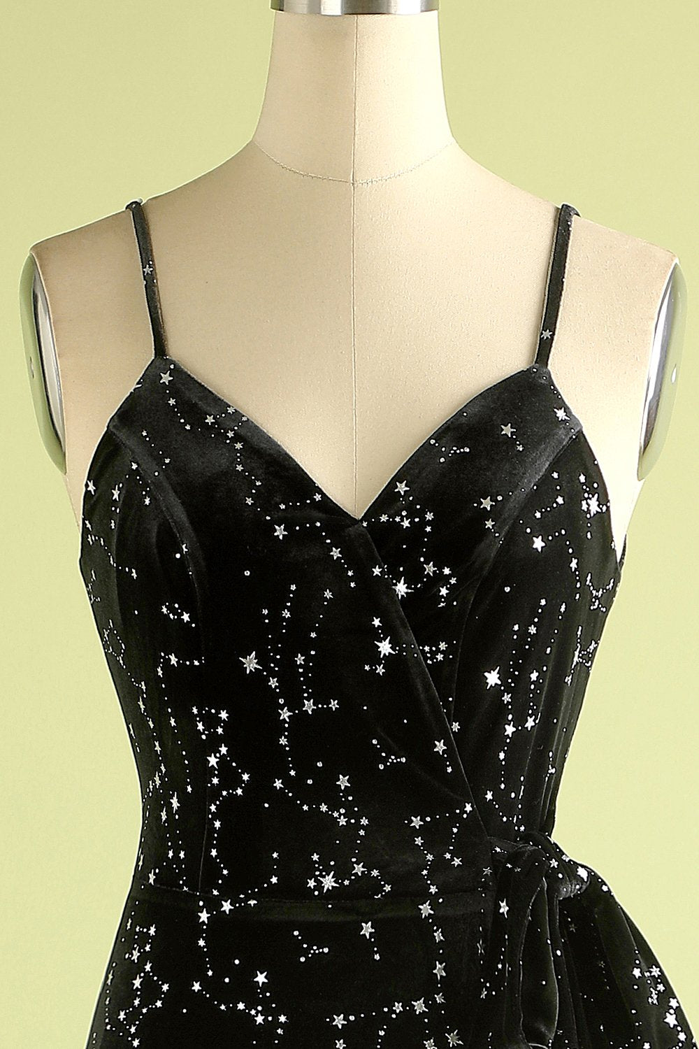 Robe Glitter A-line à Bretelles Sans Manche Imprimé étoile Noire