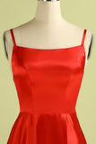 Robe A-ligne Rouge Dos Nu en Mousseline