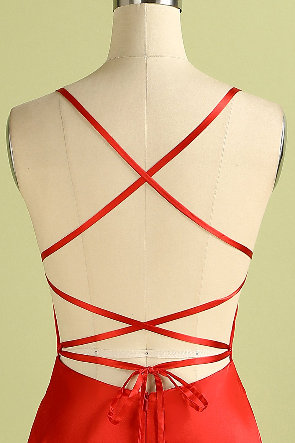 Robe A-ligne Rouge Dos Nu en Mousseline