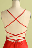 Robe A-ligne Rouge Dos Nu en Mousseline