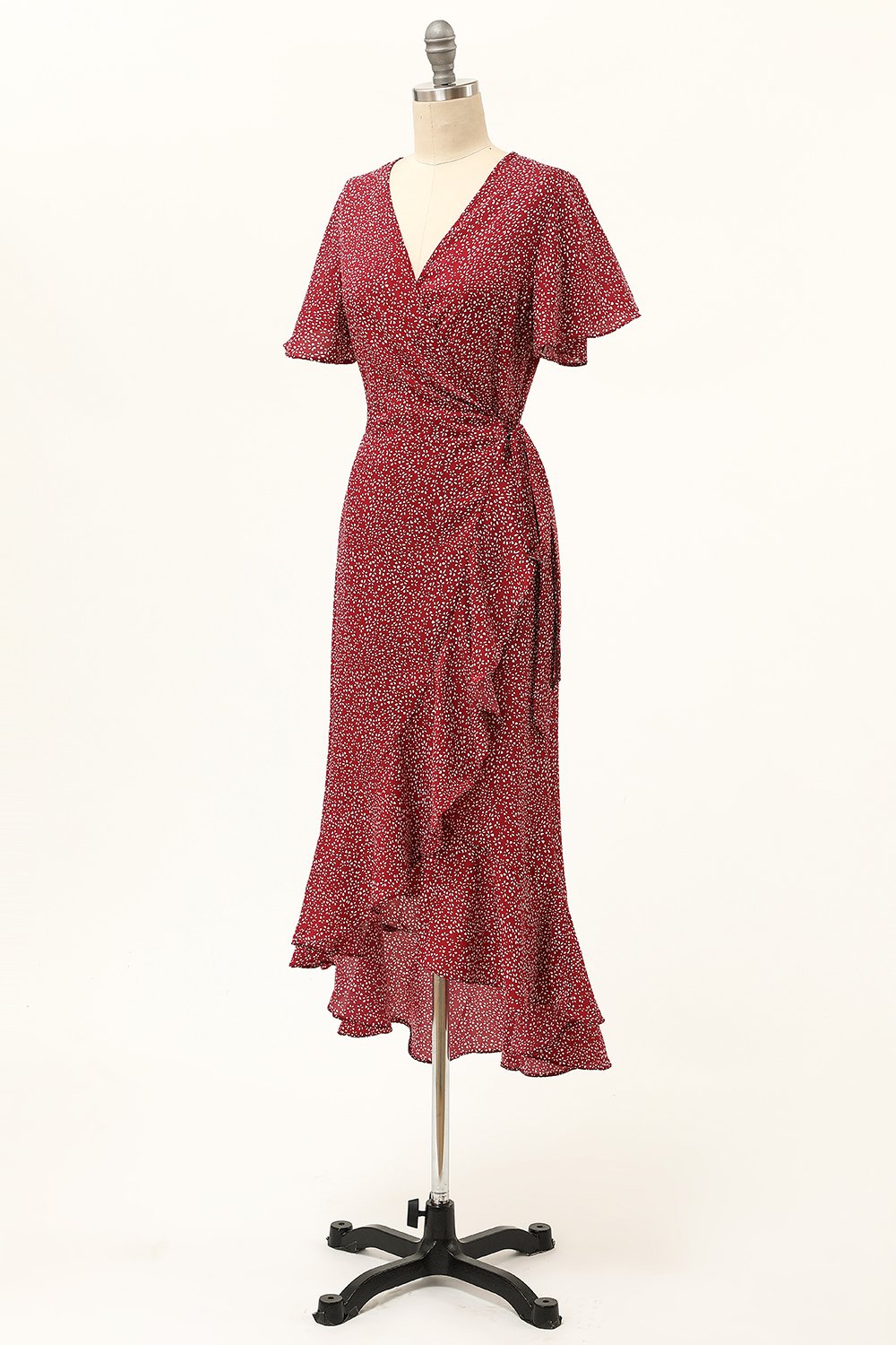 Robe d'été Décontractée Imprimée Bordeaux