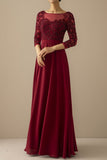 Robe de Mariée Bordeaux à Manches pour Mère