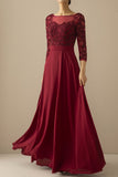 Robe de Mariée Bordeaux à Manches pour Mère