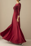 Robe de Mariée Bordeaux à Manches pour Mère