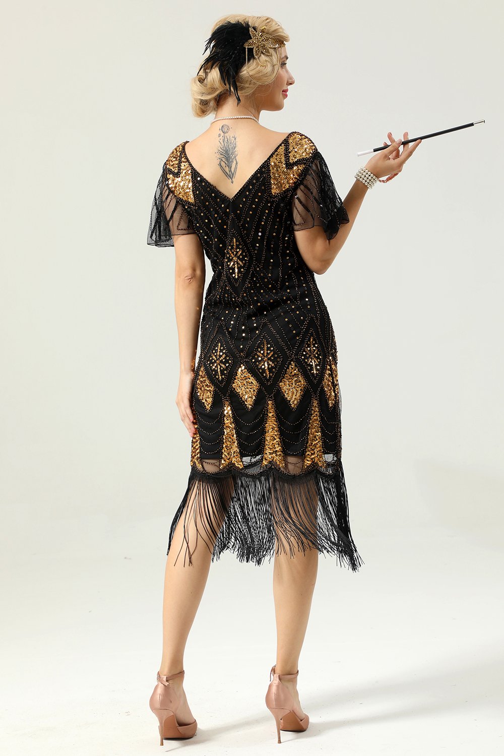 Robe Golden Fringe des années 1920