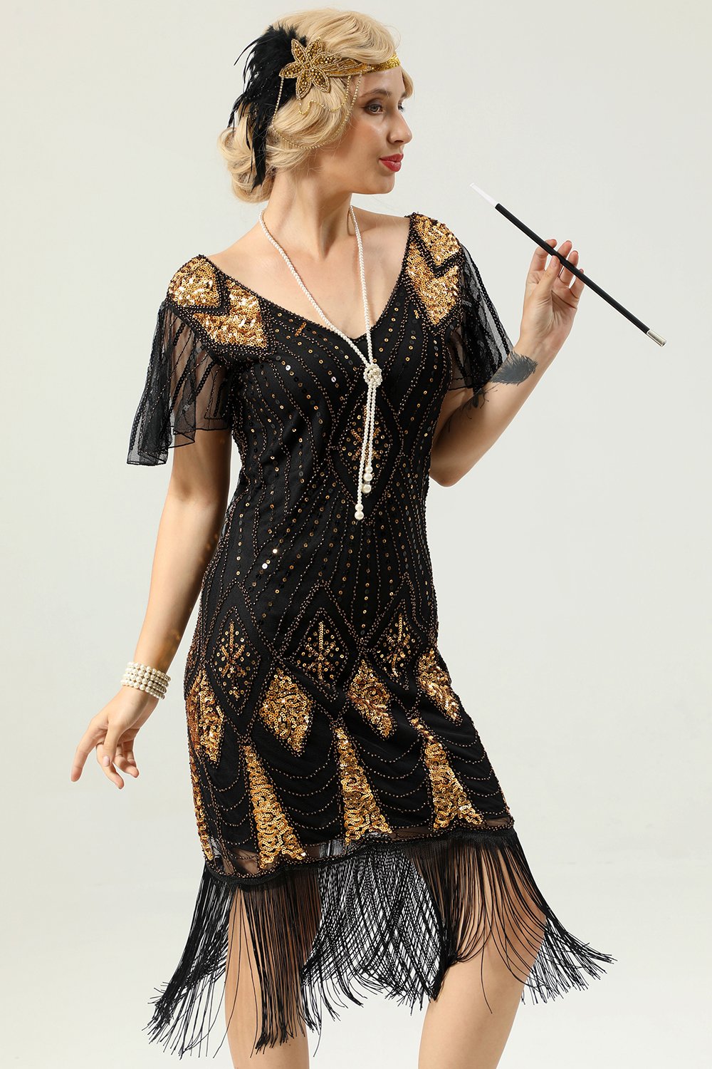 Robe Golden Fringe des années 1920
