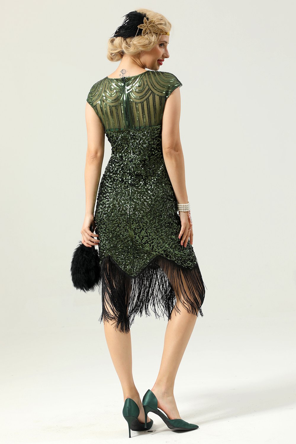 Robe fringe à paillettes des années 1920
