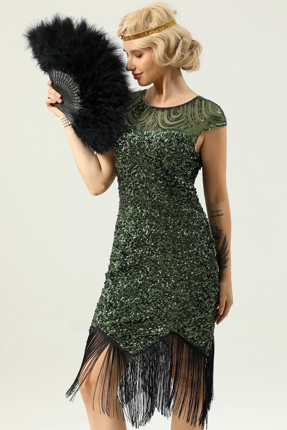Robe fringe à paillettes des années 1920