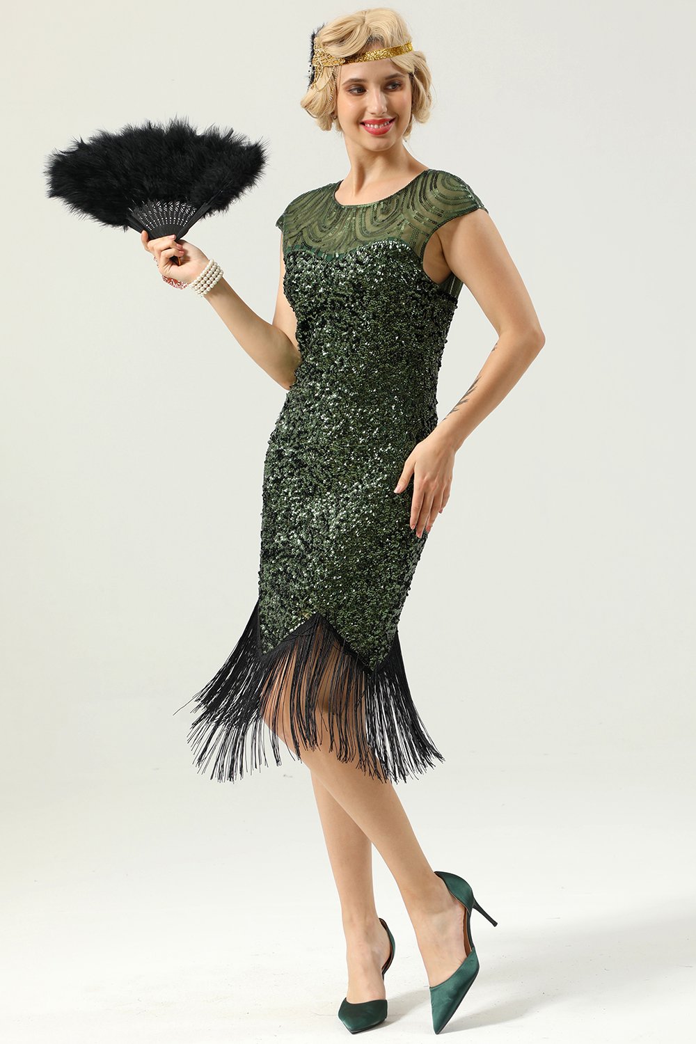 Robe fringe à paillettes des années 1920