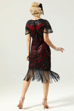 Robe à paillettes noir et or 1920 avec manches Batwing
