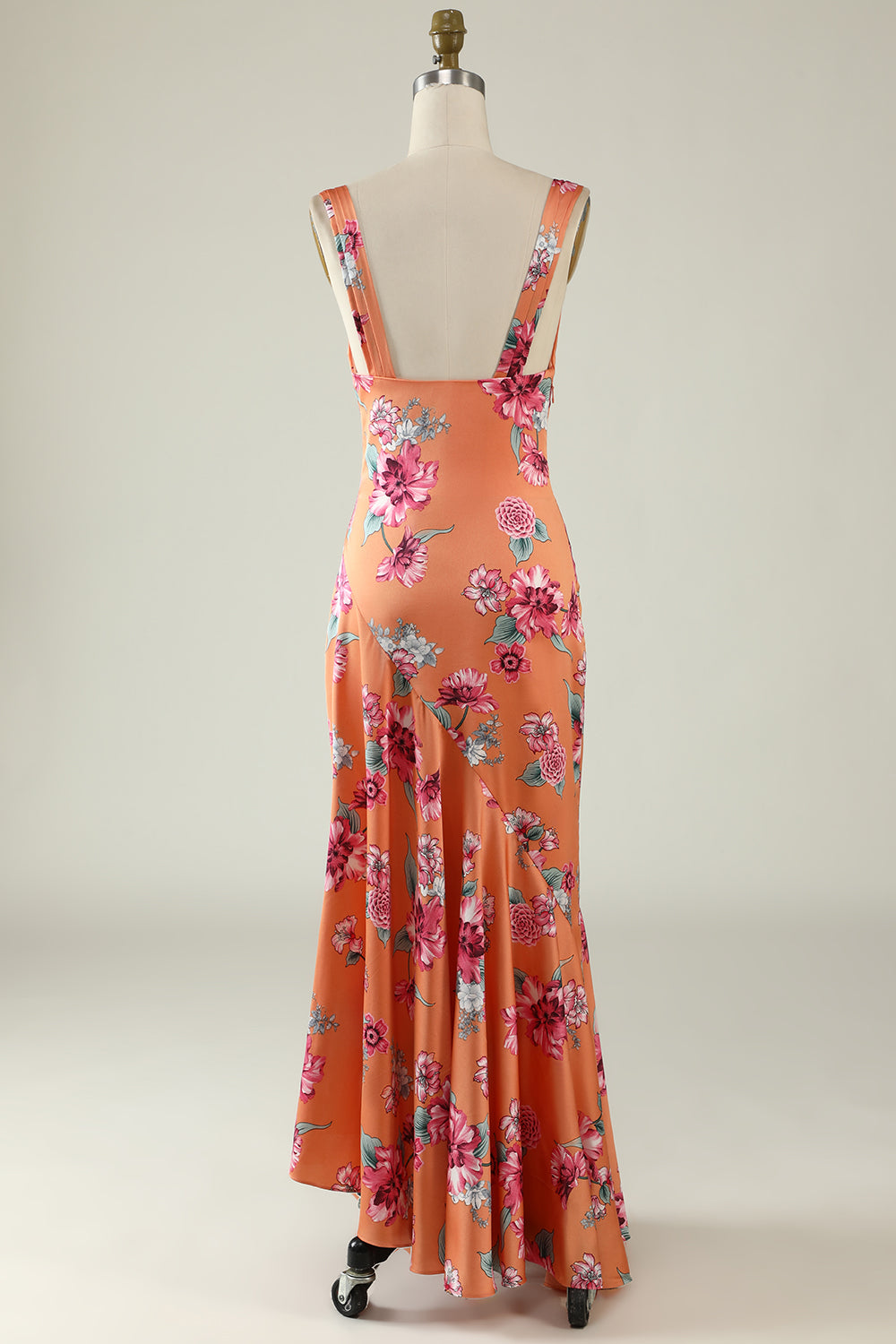 Robe de demoiselle d’honneur asymétrique asymétrique à fleurs orange