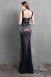 Gold Mermaid Sequin V Neck Prom Robe