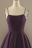 Charme Une ligne violette robe de bal avec avant divisée