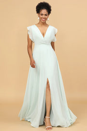 Menthe Chiffon V-Neck Bridesmaid Robe