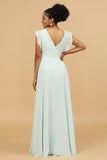 Menthe Chiffon V-Neck Bridesmaid Robe