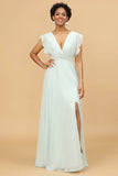 Menthe Chiffon V-Neck Bridesmaid Robe