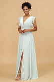 Menthe Chiffon V-Neck Bridesmaid Robe