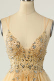 Magnifique A Line Spaghetti Straps Gris Robe de cocktail avec Perles