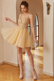 Spaghetti Straps Robe de Cocktail avec Appliques