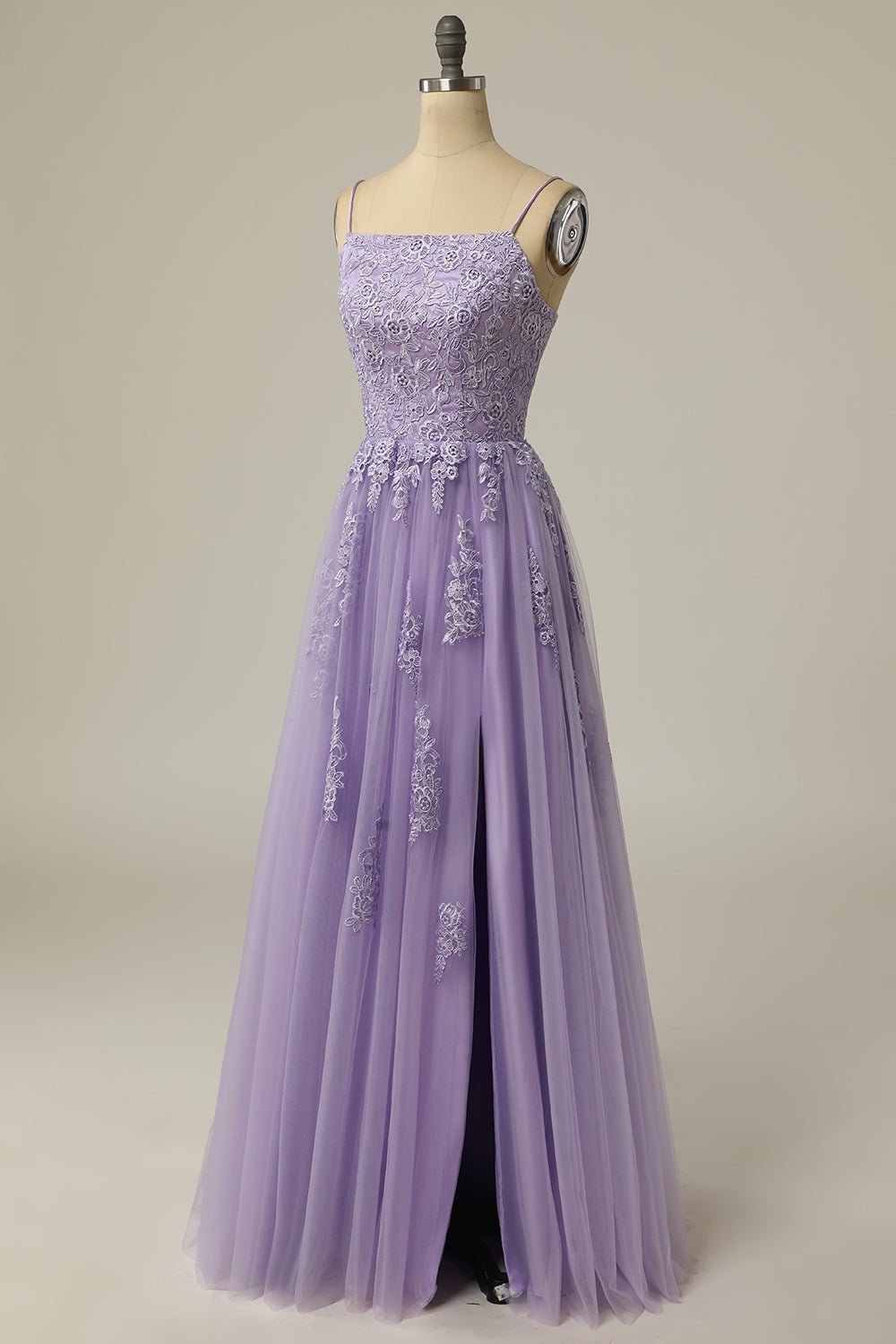 Une ligne bustier violet clair robe de bal de finissant avec des appliques