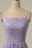 Une ligne bustier violet clair robe de bal de finissant avec des appliques