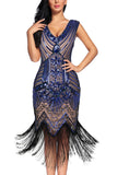 Robe Moulante Bleu Royal avec Franges