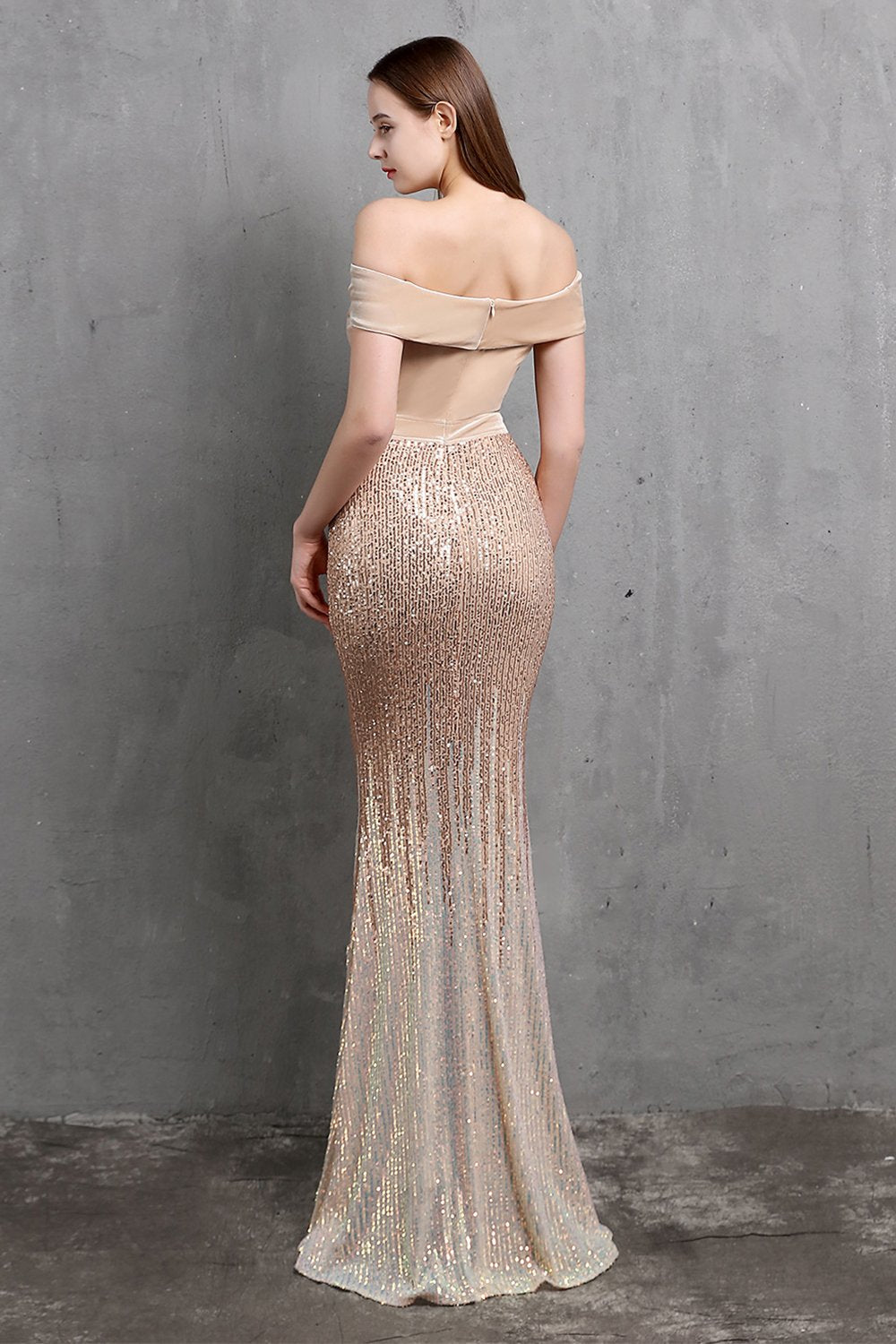 Robe de soiree dorée Longue Prom