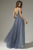 Robe longue de bal de V-cou avec la fente
