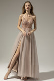 Robe longue de bal de V-cou avec la fente