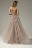 Robe longue de bal de V-cou avec la fente