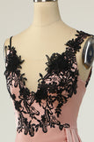 Gaine V Neck Black Nud Knee Length Robe de fête
